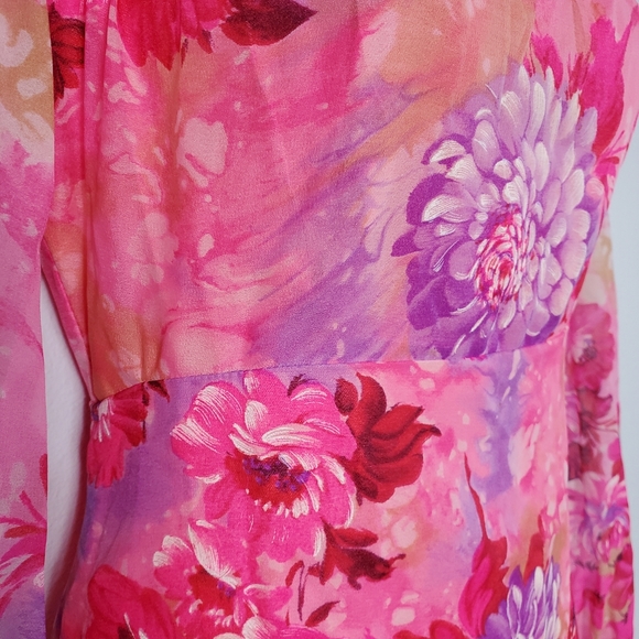 VTG 60s Hot Pink Flower Maxi Dress - US S - Picture 5 of 14